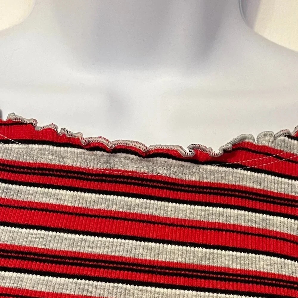 Justice red/black/grey striped long sleeve top